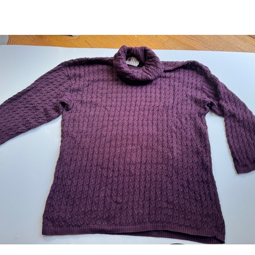 Emme Canada Womens Purple Textured Knit Turtleneck Sweater XL Plum Basketweave
